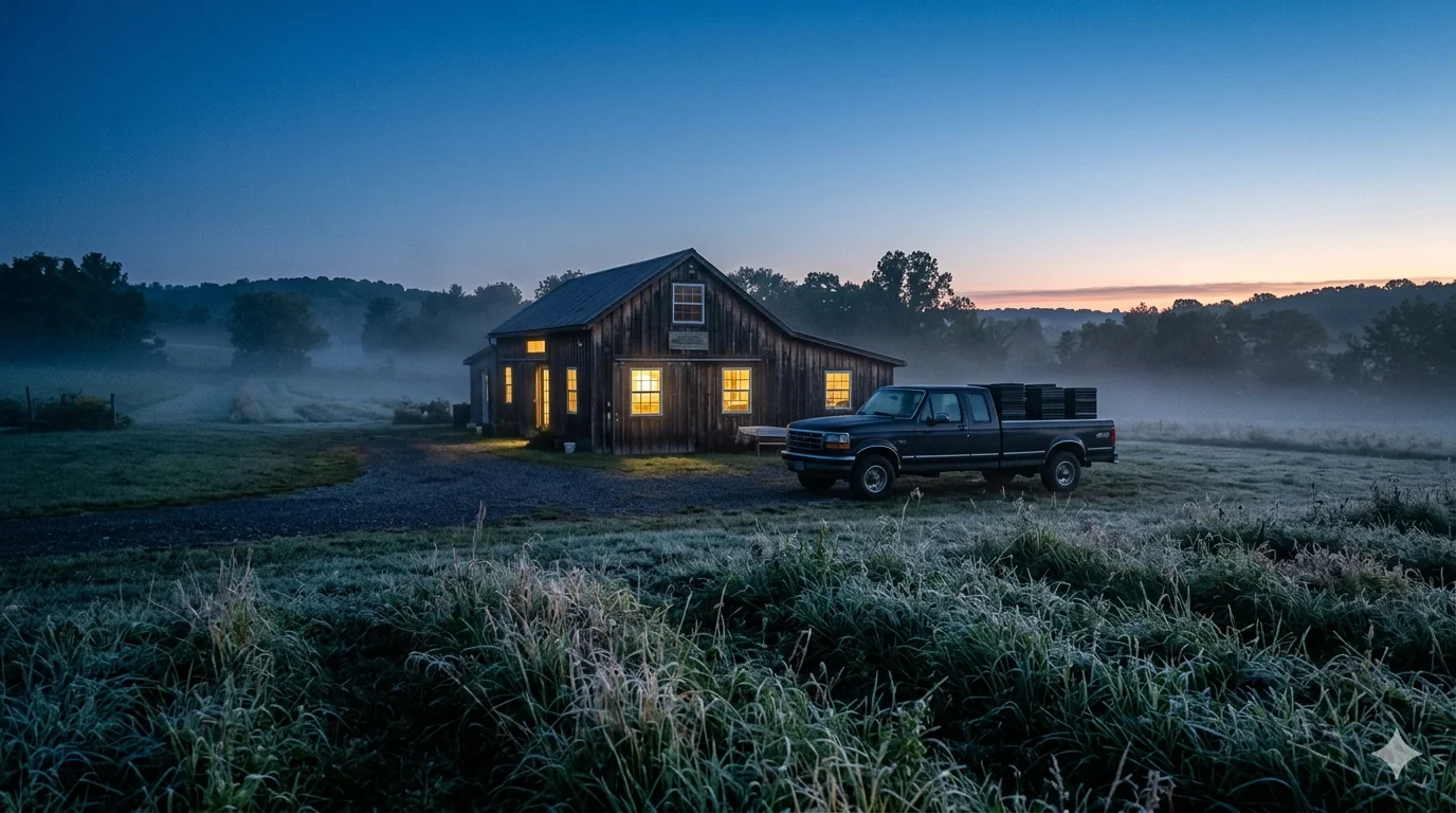 Early morning at microGREEN FX family farm