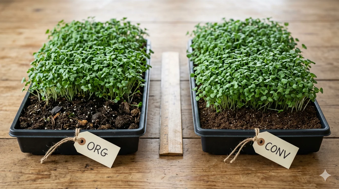 Organic vs Conventional Microgreens 🌿🆚🏭