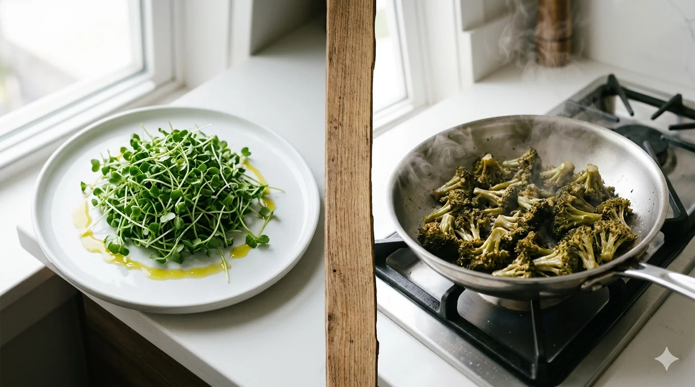 Raw broccoli microgreens preserve sulforaphane bioactivity
