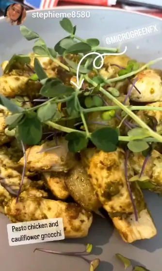 Pesto chicken with cauliflower and microGREEN FX microgreens