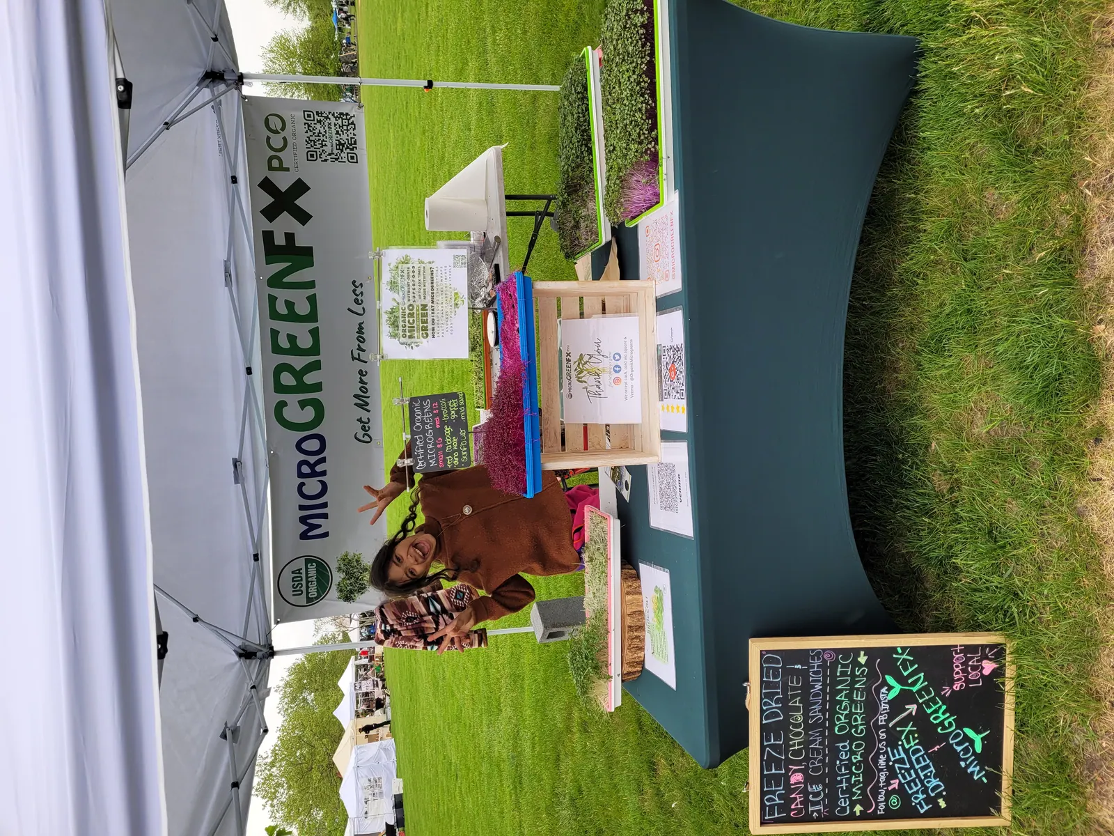 Fiona with microgreens