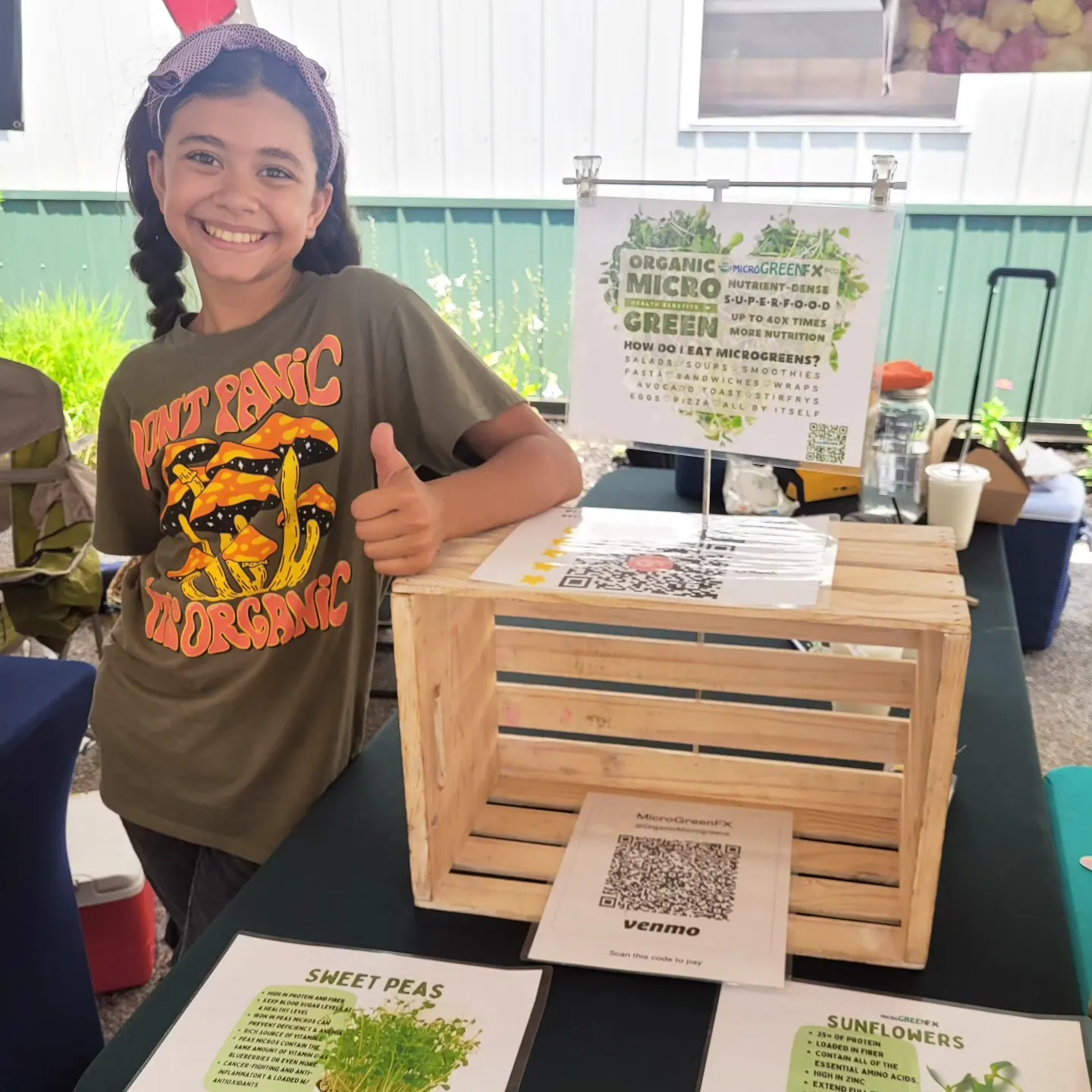 Fiona from microGREEN FX at the Upper Merion Farmers Market at Nor-View Farm King of Prussia PA