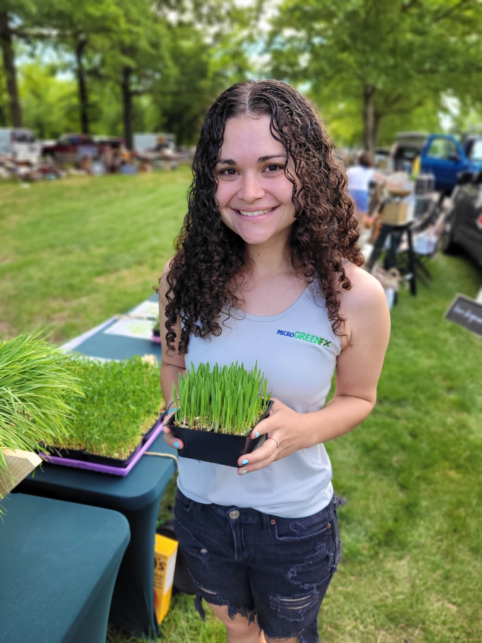 Celine enjoying pet grass